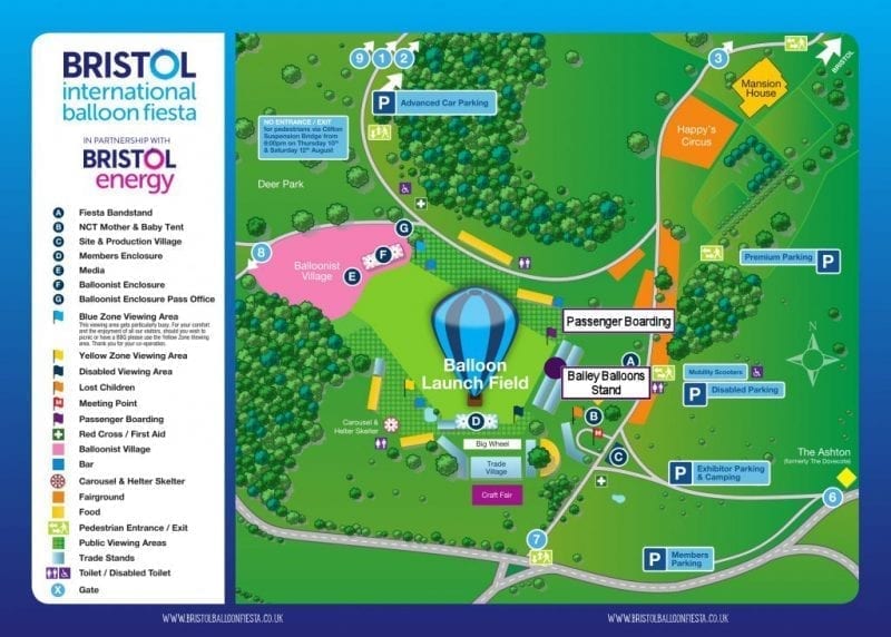 Information and Directions for Bristol Balloon Fiesta 2019 Bailey