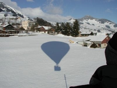 flight above the snow