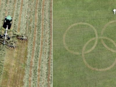 olympic rings view from above hot air balloon